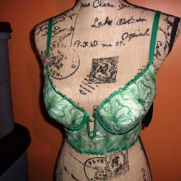 Youmita Green Floral Longline Plunge 34B Bra NWT - Picture 2 of 9
